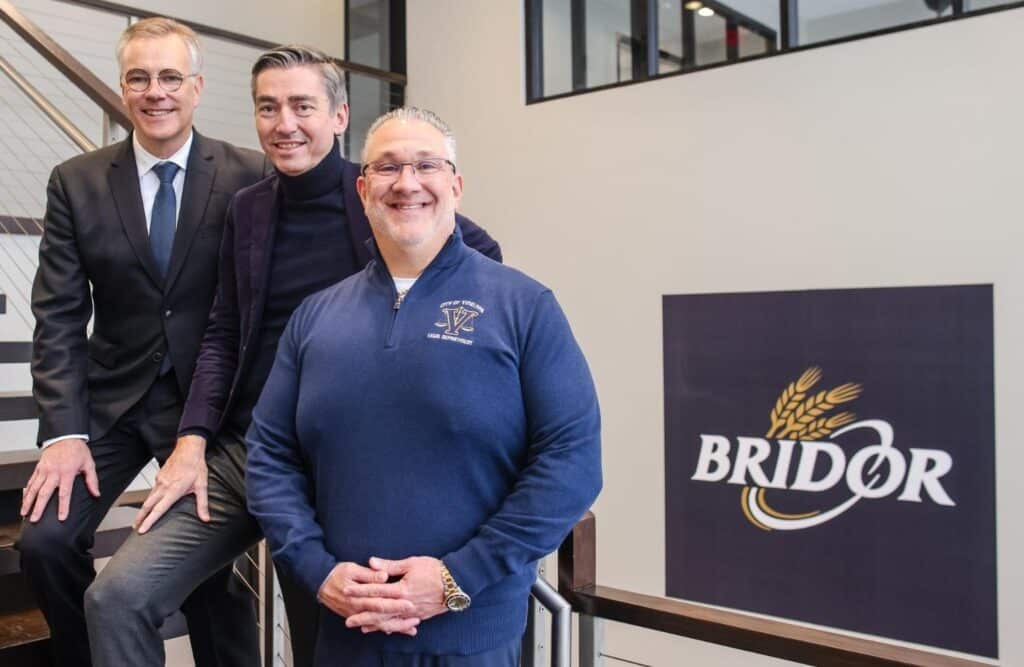 Eric Juillet de Saint Lager CEO BRIDOR North America Philippe Morin CEO BRIDOR Worldwide and Anthony Fanucci Mayor of Vineland